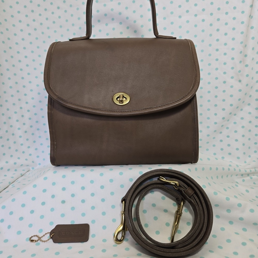 Vtg Coach Manor #9977 Taupe Convertible Top Handle Crossbody Bag Hangtag Rare - Picture 2 of 16